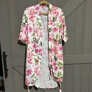 Show Me Your MuMu Floral Kimono Robe O/S 100% Polyester Belted Tie